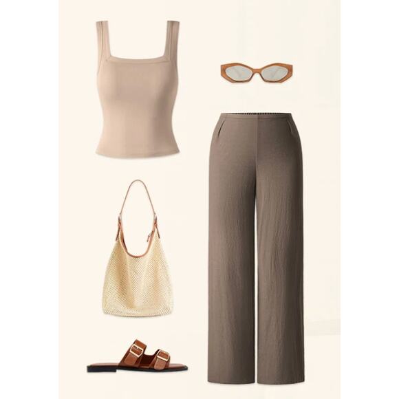 OGL Wrinkle-resistant Cotton-linen Mid Rise Straight Leg Pant NWT SIZE M - Picture 4 of 4